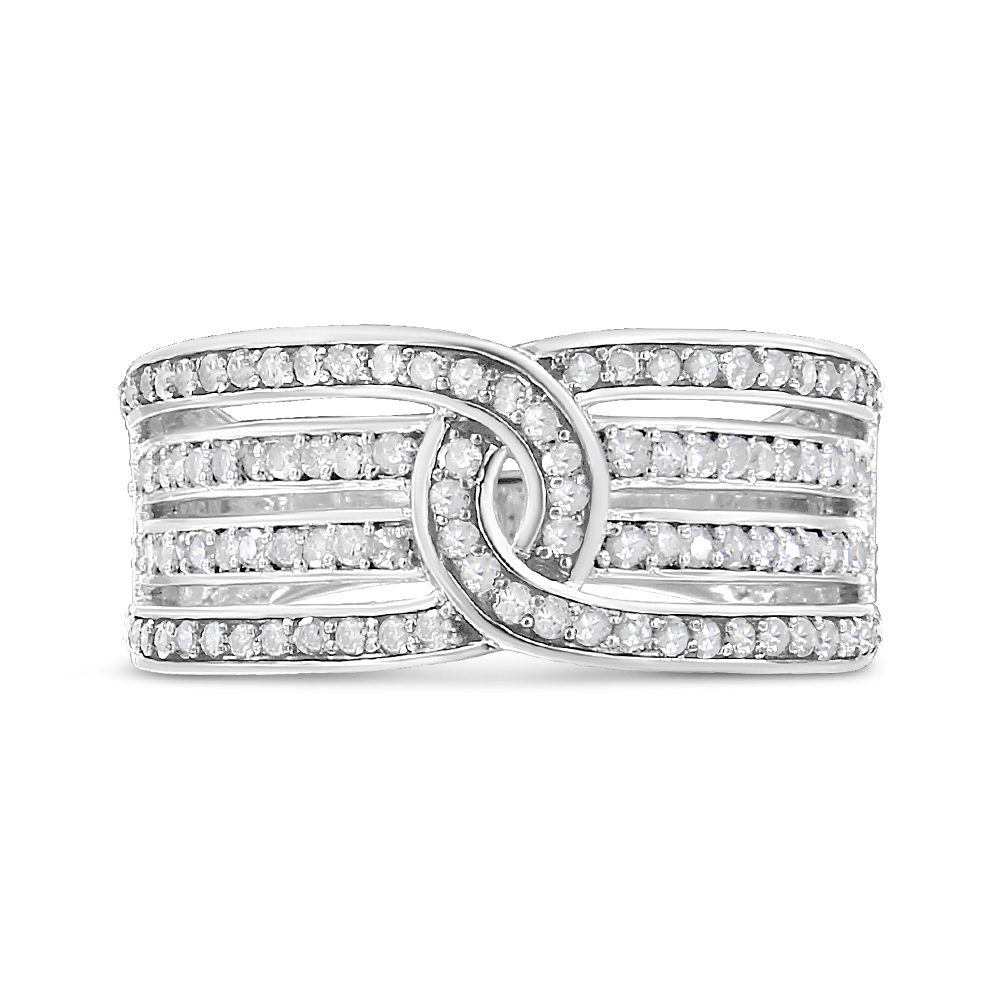 925 Sterling Silver 12 Cttw Diamond Multi-Row Bypass Band Ring I-J Color 532$